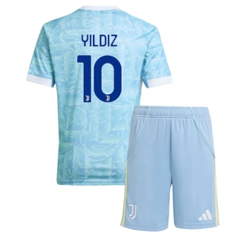 Billige Fotballdrakt Juventus Kenan Yildiz #10 Replika Bortedraktsett Barn 2025-26 Kortermet (med bukser)